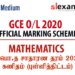 2020 GCE O/L Mathematics official marking schemes