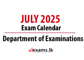Exam Calendar July 2025