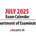 Exam Calendar July 2025