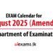 Examination Calendar for August 2025 (Amended)