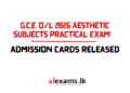 G.C.E. O/L 2026 Aesthetic Subjects Practical Exam Admission Cards Released