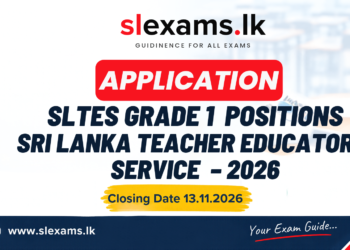 Applications for Grade I Posts in Sri Lanka Teacher Educators’ Service (SLTES) – 2026
