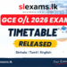 G.C.E. O/L Examination 2026 Time Table Released | Slexams.lk
